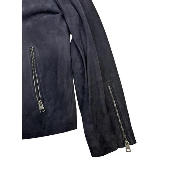 Danier Suede Leather Moto Jacket Blue Size M - Picture 4 of 9